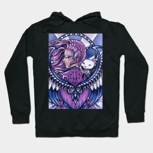 Guardian Angel and White Cat Hoodie